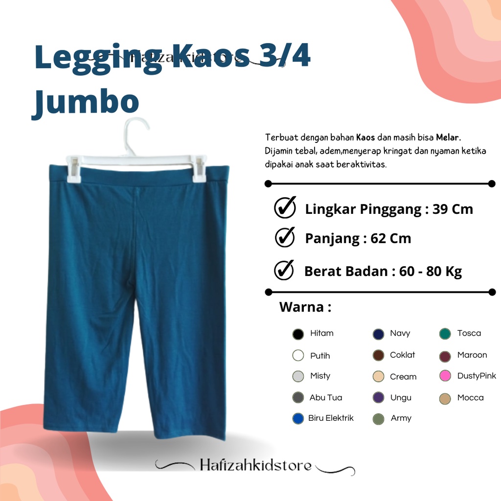 Legging Kaos Soft Rayon 3/4 Jumbo