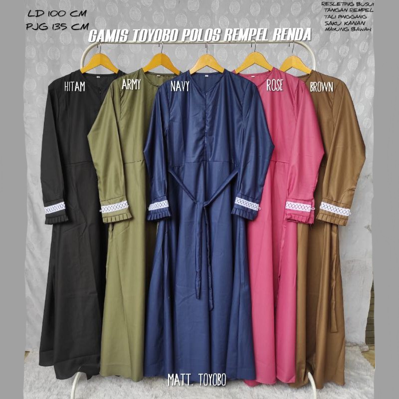 Gamis Katun Toyobo Premium Polos Muslimah Dewasa Terbaru Lengan Renda Busui Jumbo