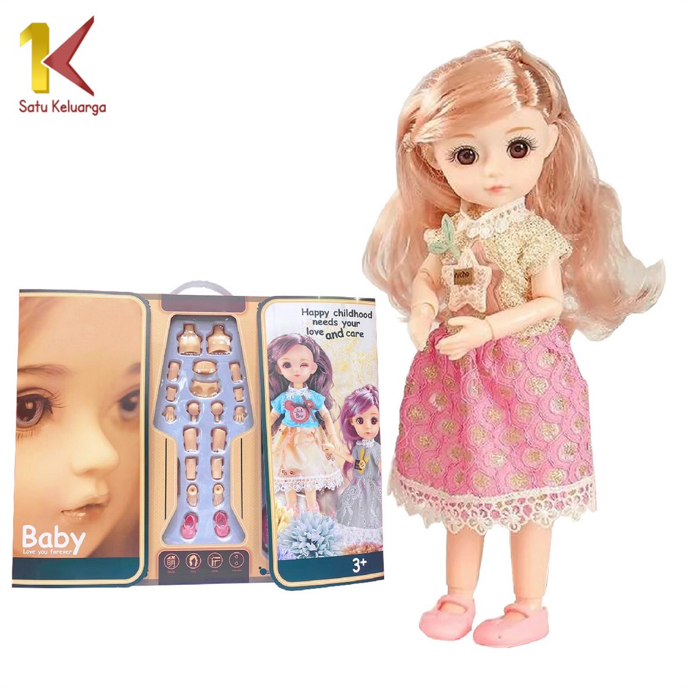 Satu Keluarga Mainan Boneka Anak Perempuan 2IN1 M204 Boneka Putri Cewek Imut DIY Doll Princess Dress