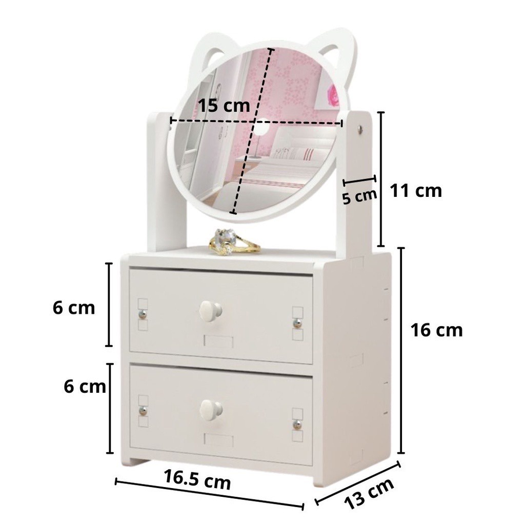 Cermin rias Tempat dandan Lemari kosmetik serbaguna kotak make up dekorasi kamar estetik