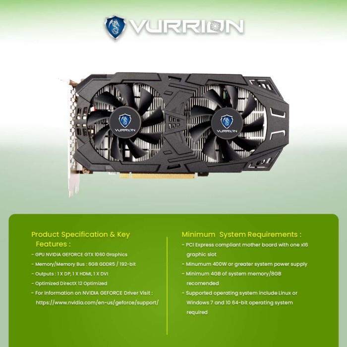 VGA VURRION FROZTINE GTX 1060 6GB GDDR5 192 BIT