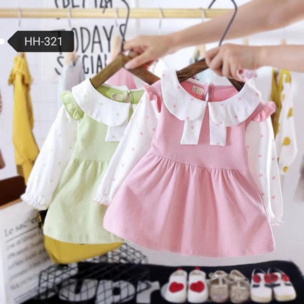 Dijual Dress Bayi Anak Perempuan Polkadot Pastel - Hijau M Diskon
