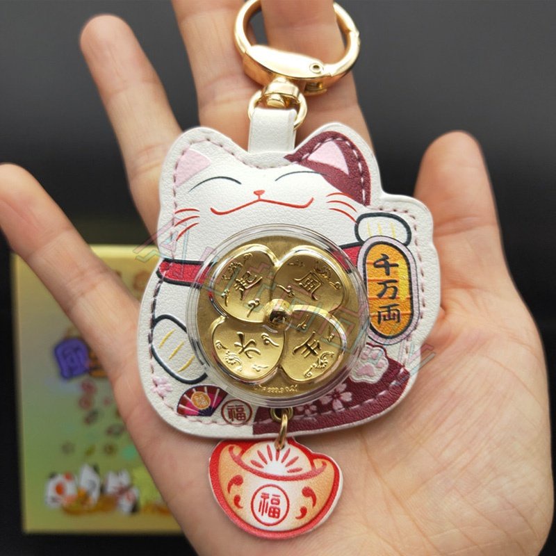 2023ekor Kucing Keberuntungan Lucky Beckoning Melambai Kekayaan Kucing Good luck Zodiak Keyring Cat Keyring Foil Emas Gantungan Kunci Hadiah Bisnis Peringatan Tahun Baru Kitty Kitten Mobil Liontin