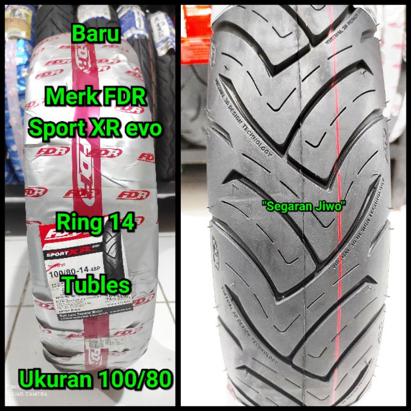 Ban Tubles Motor matic ring 14 ukuran 100/80 merk FDR sport XR evo ban belakang motor honda vario 15
