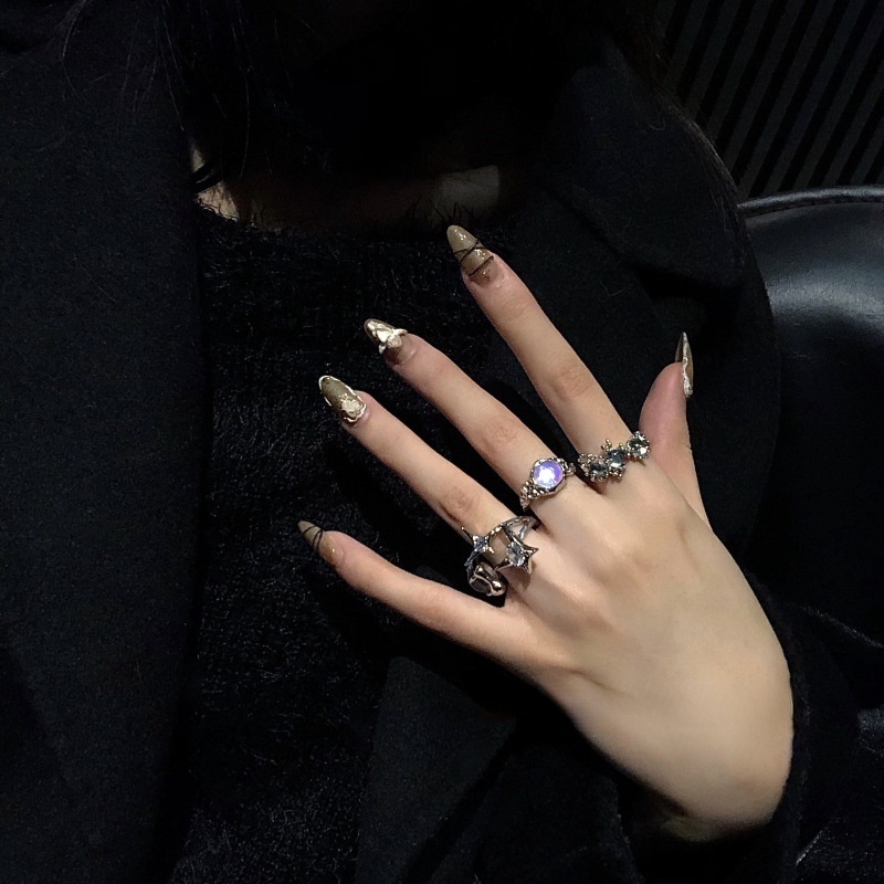 [Seri Astral] Aksesoris Cincin Moonstone Kepribadian Temperamen Retro