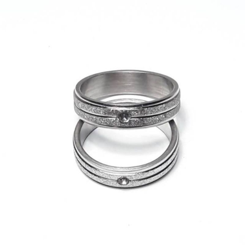 Cincin Titanium/Couple Pasir MATA LIST PUTIH