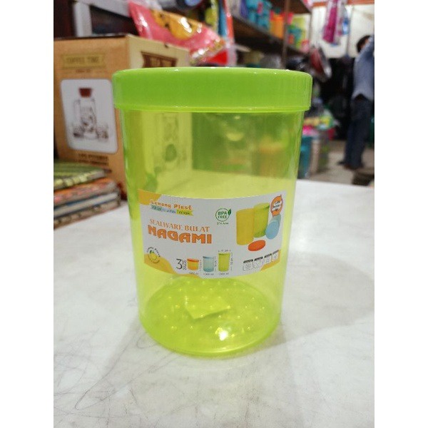 Toples Nagami Ukuran M 1300 ml / Toples makanan plastik bulat polos