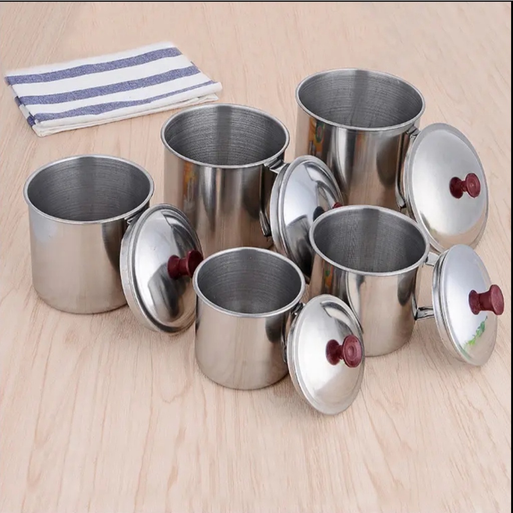 Gelas Mug Stainless 7cm / Gelas Cangkir + Tutup / Mug Rumah Murah / MUG STAINLESS / CANGKIR STAINLES