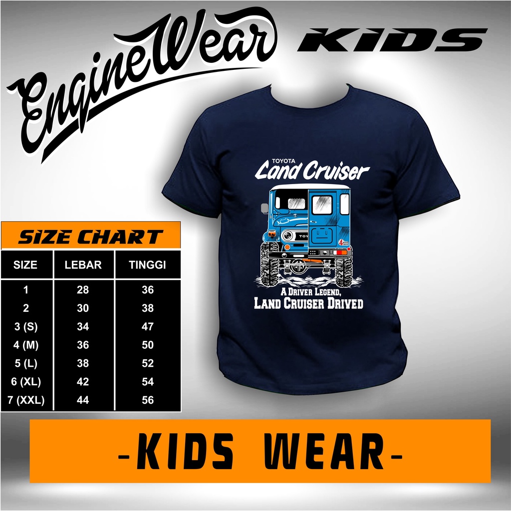 kaos baju anak Land cruiser Hardtop Jeep Mobil Tshirt Offroad warn 4WD otomotif fbb