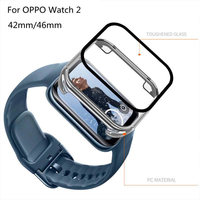 Casing PC Case Pelindung Layar Kaca Untuk OPPO Watch2 3 Pro 42mm 46mm Full Coverage Watch Cover Batok Pelindung Untuk OPPO Watch Band2Free Bumper