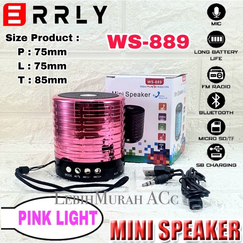 MINI Speaker Bluetooth WS889 Wireless Music Box Motif Chorme Speaker Aktif Super Bass High Quality