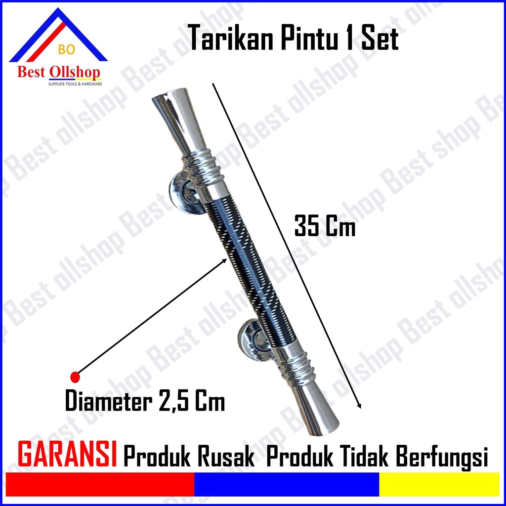 Handle Pintu Rumah 35 Cm Murah Minimalis Tarikan Pintu Pull Gagang Pintu Awet / Tarikan Pegangan Gagang Pintu Rumah Sisik Hitam 1 Set Body Pelor