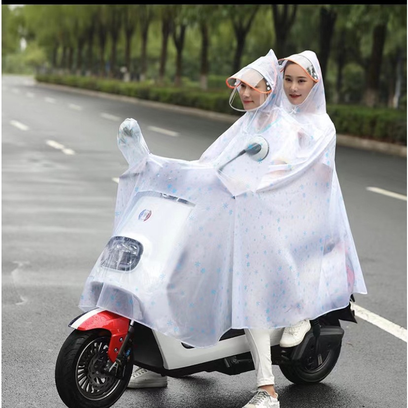 Jas hujan motor dobel pasangan tebal bahan PVC import premium dilengkapi penutup muka