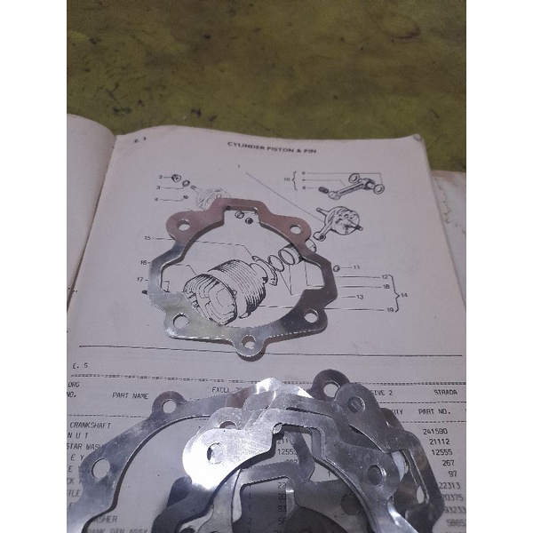 paking blok seher paking cylinder blok vespa lubang 3 alumunium