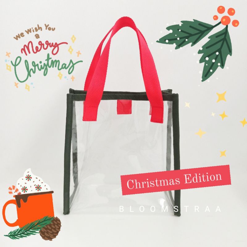 

[CICELY] Tas Hampers Mika PVC Souvenir Bag Christmas Natal Clear Xmas Goodie Bag