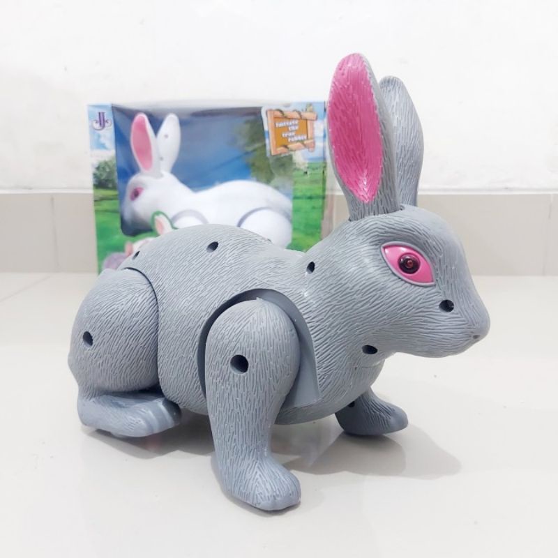 MAINAN KELINCI LUCU BISA JALAN &amp; MUSIK - ROBOT FIGURE HEWAN RABBIT BATERAI ANAK LAKI PEREMPUAN