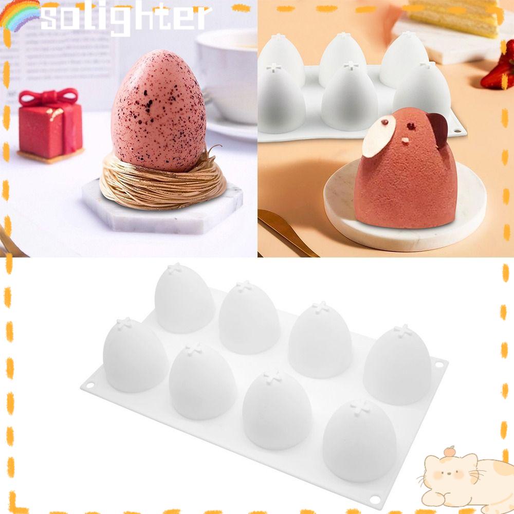 Solighter8 Cavity 3D Bentuk Setengah Telur Perlengkapan Pernikahan Kue Cetakan Resin Handmade Paskah