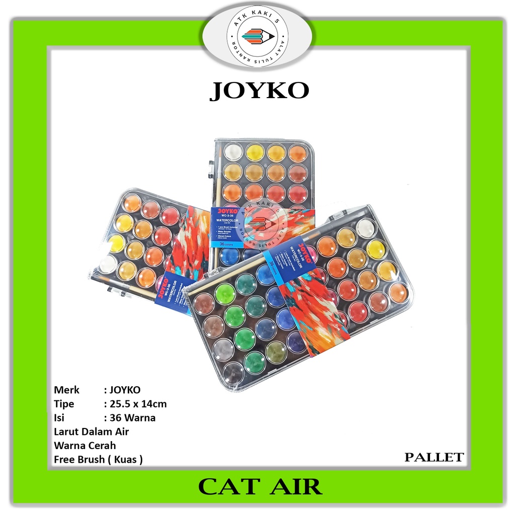 

JOYKO - Watercolor Set Cat Air WC-3 Isi 36 Warna - Pallet