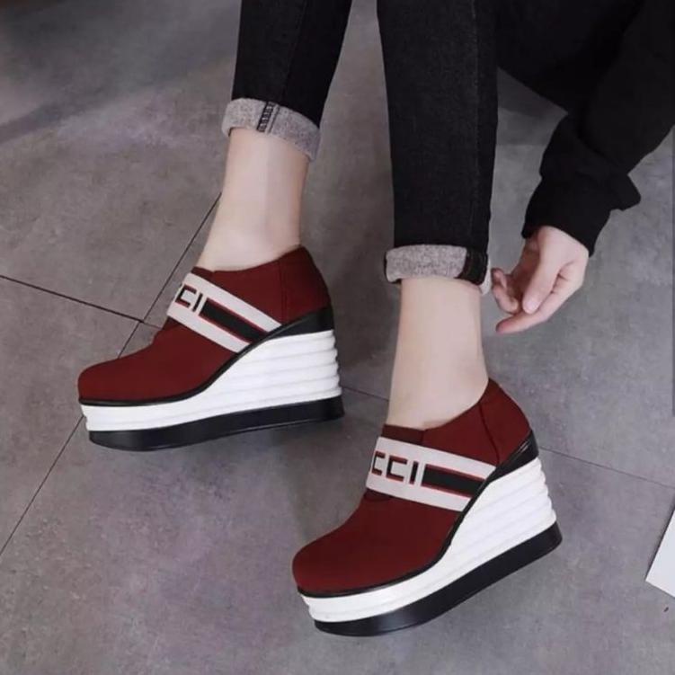 [W-12 ㊛] 12.12 SALE MS SHOES - WEDGES GUCCY KARET / SEPATU WEDGES WANITA TERBARU / SANDAL WEDGES WAN