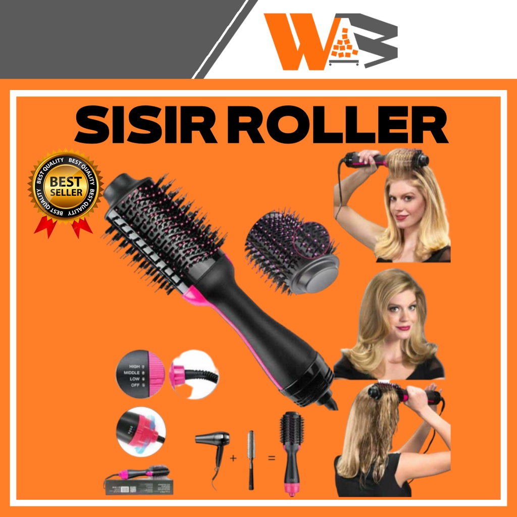 COD Sisir Roller Hair Dryer Rambut 2in1 Volumizer Curler Comb