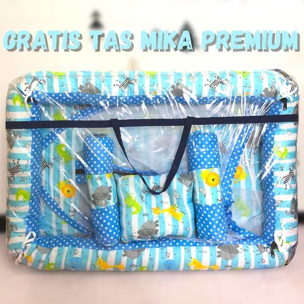 Kasur Bayi Kelambu Tenda / Tempat Tidur Bayi Set Bantal Guling Free Tas Mika [ Merk babySHip ]