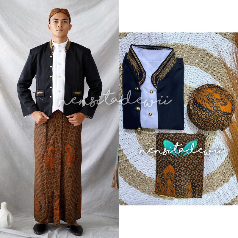 [1 Set, HTHB] Baju Adat Jawa - Solo, Model Hewes (Bordir) / Motif Truntum Garuda