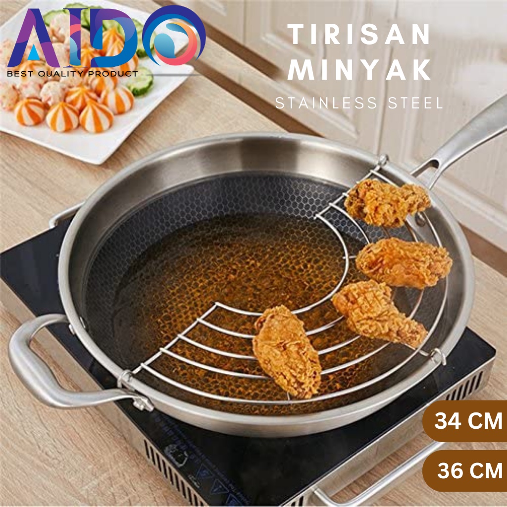 Peniris minyak gorengan wajan /Alat Tirisan Minyak Saringan minyak Stainless steel / Alat Tiris Gorengan 134 AIDO