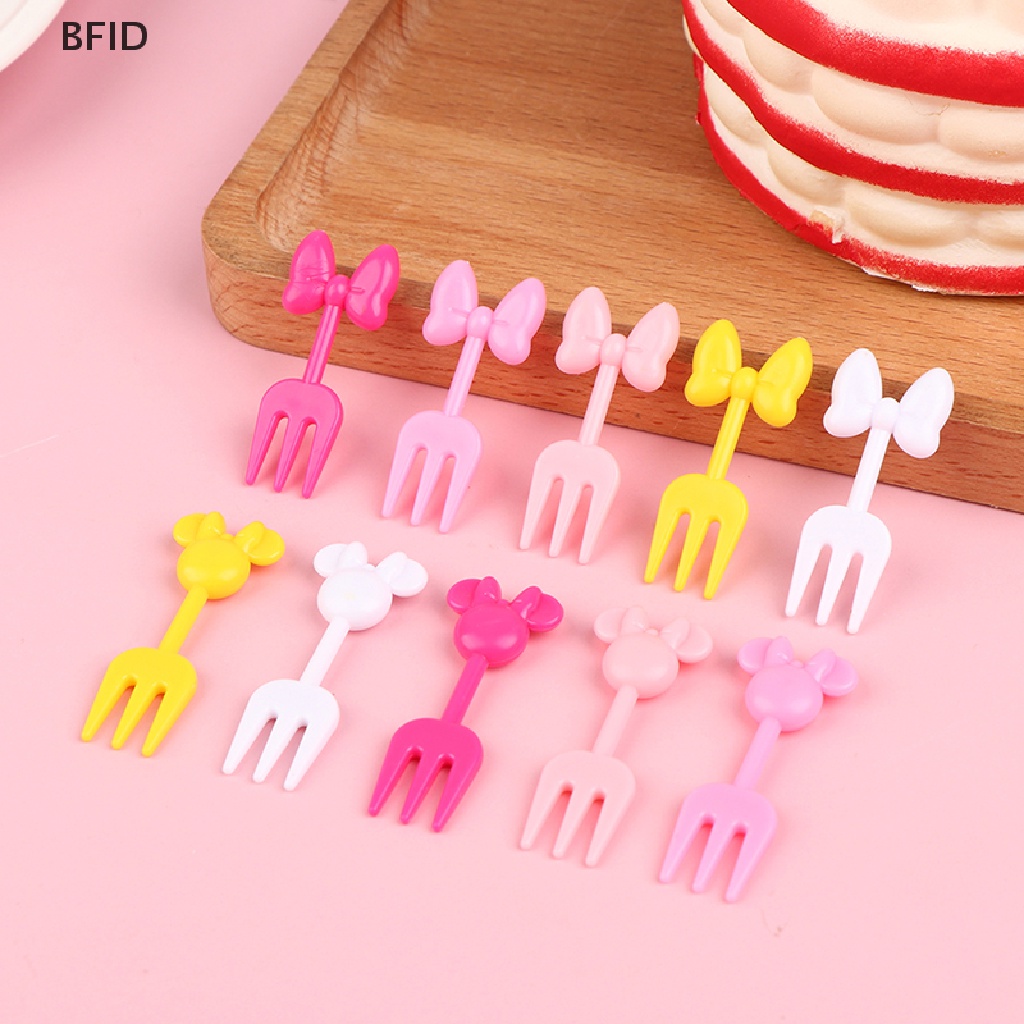 [BFID] 10 Pcs Anak Garpu Buah Dessert Tusuk Gigi Reusable Lunch Prasmanan Picks Stick [ID]