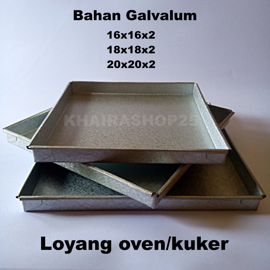 Loyang oven Loyang kue kering kuker persegi kotak 16x16 18x18 20x20 tinggi 2 cm