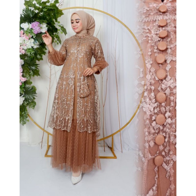 Permata Olshop / Gamis Shanum / Kebaya Modern Original / Fashion Muslim / Gamis Pesta Terbaru / Gamis Pesta Mewah / Gamis Brukat Modern