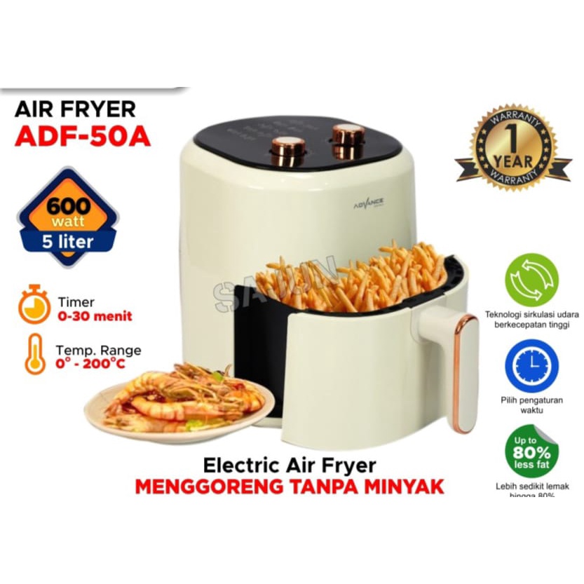Advance Air Fryer ADF50A Deep Fryer 5 Lt ADF-50A Goreng Tanpa Minyak