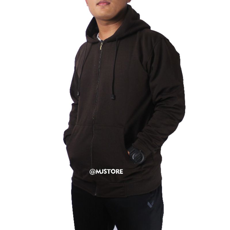 jaket polos pria sweter hodie resleting  L  XL  XXL