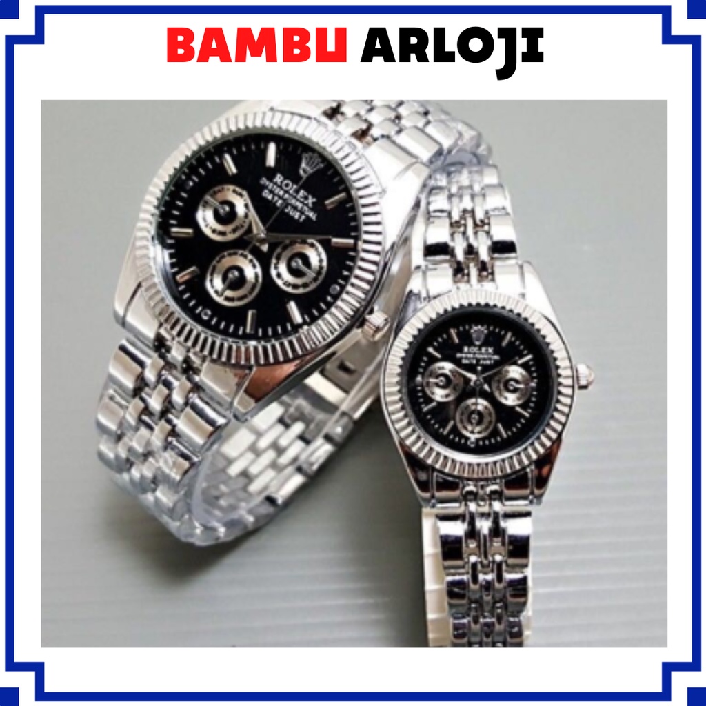 BAJ JAM TANGAN COUPLE ROLEX RANTAI GROSIR MURAH PASANGAN PRIA WANITA RX004