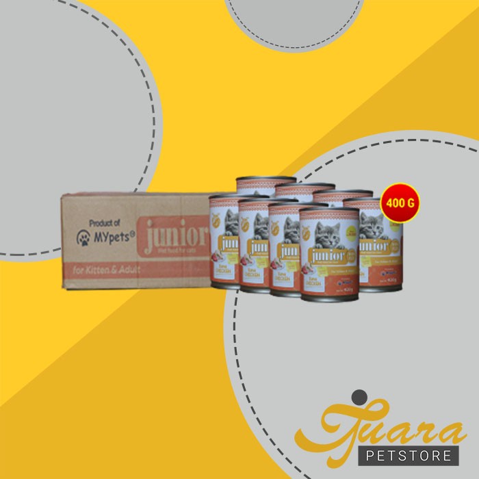 Makanan Basah Kucing Junior Wet Food Kaleng 400 Gram Dus isi 24 Pcs