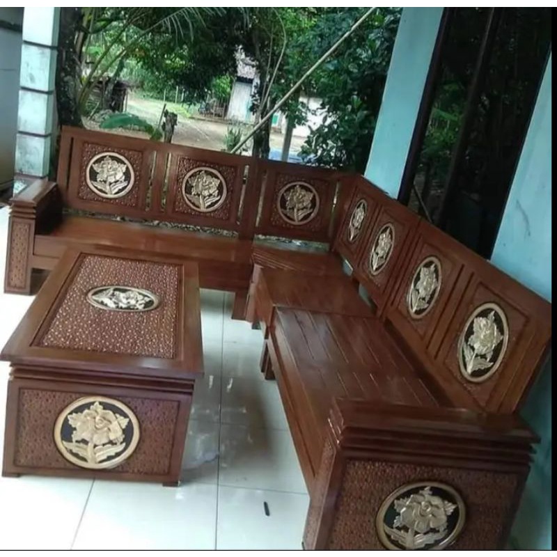 Jual kursi tamu minimalis kayu jati ruang tamu | Shopee Indonesia