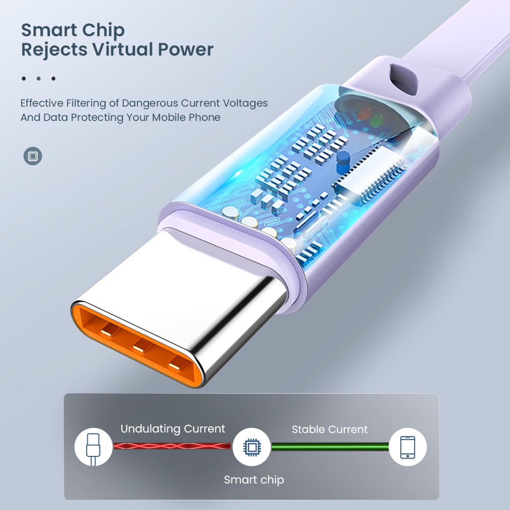 3in1 66W Kabel USB Pengisian Super 6A Kabel Pengisian Cepat Untuk Tipe C i-phone Android Kabel Data Micro USB Charger