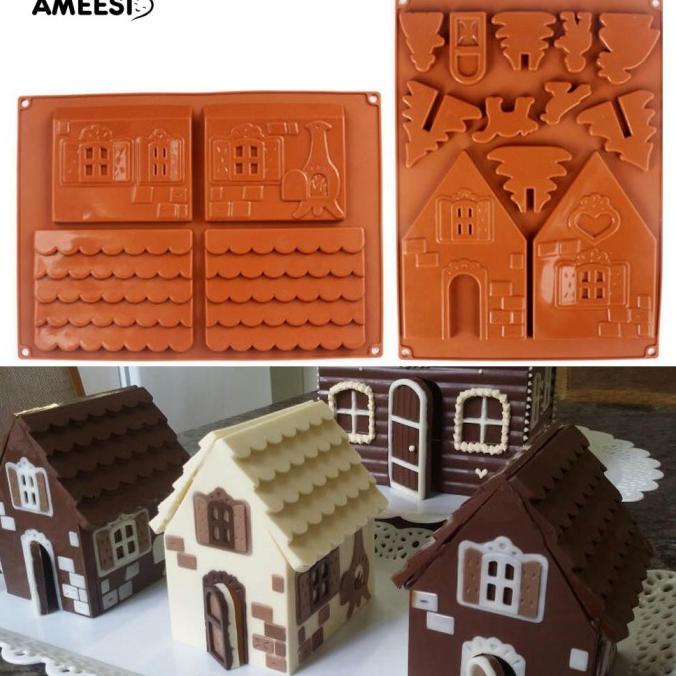 

SALE New 2Pcs / Set Cetakan Coklat / Kue DIY Bentuk Rumah Natal 3D Bahan TERMURAH