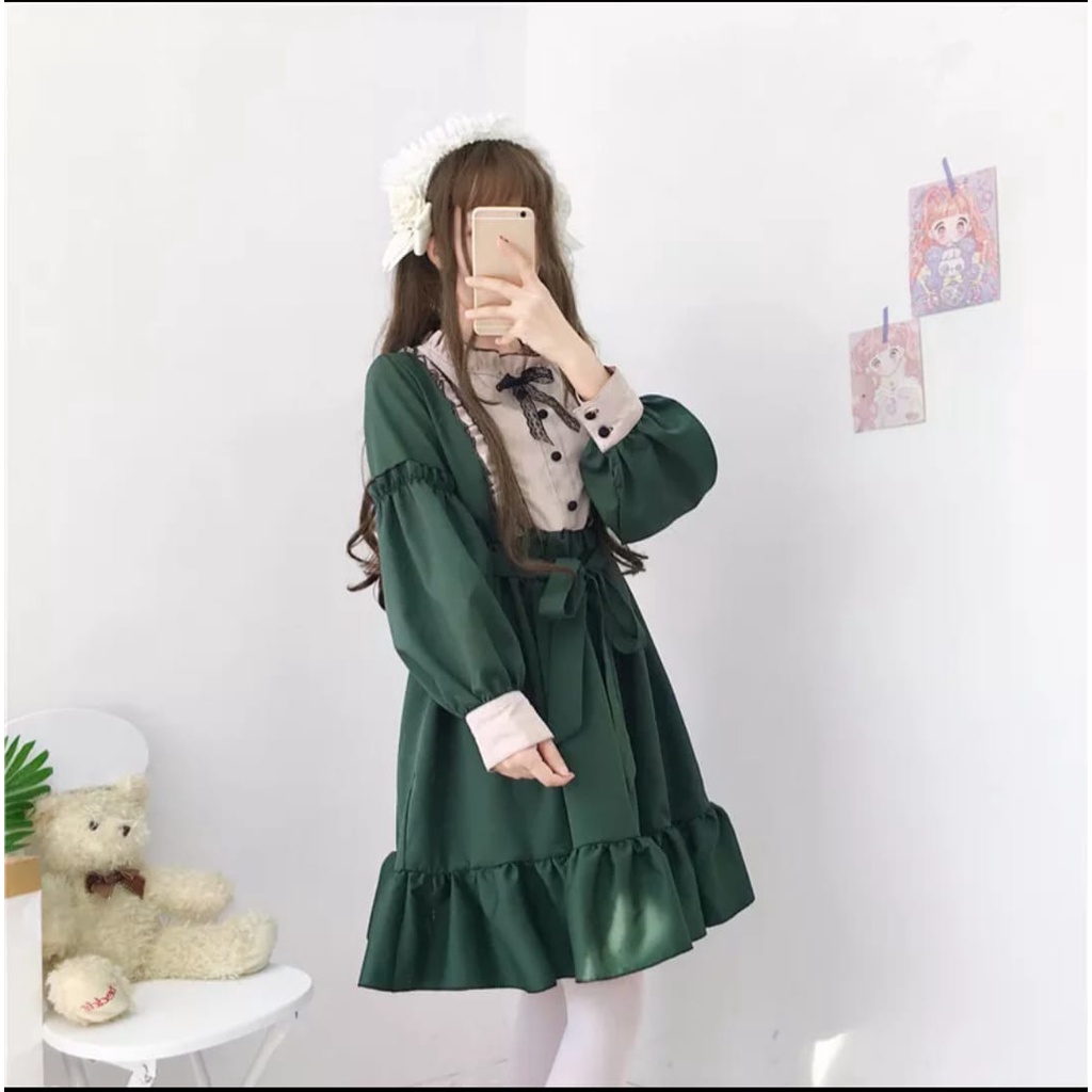 QFS - DRESS KIDS ZASKIA/ HIJAU EMERALD / DRESS ANAK TANGGUNG / TERBARU / TERPOPULER