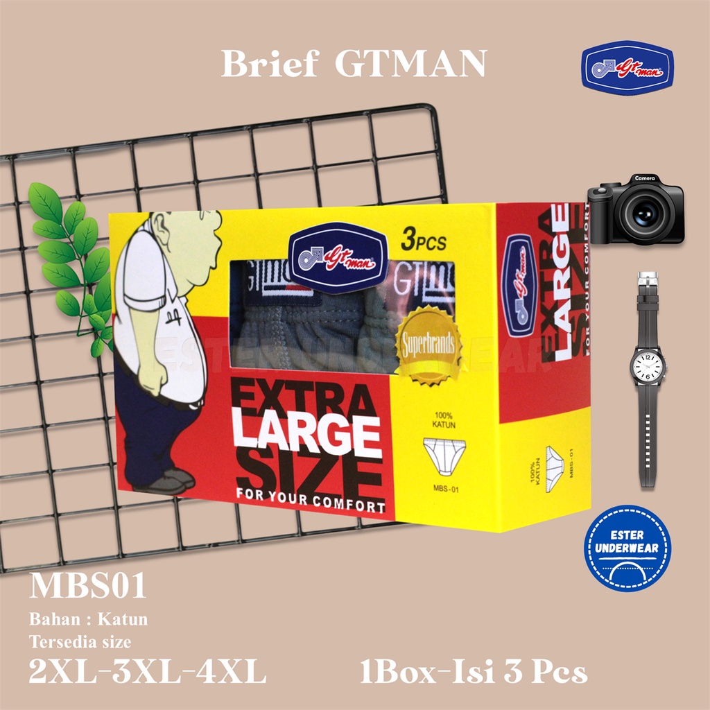 Celana Dalam Pria Gtman  BIG SIZE MBS 01 ISI 3 PCS