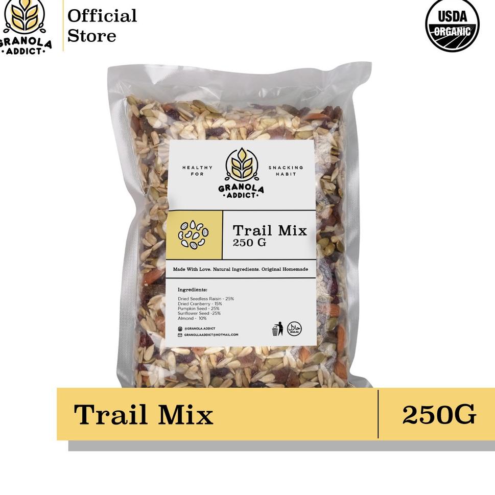 

Free Ongkir 1.1 Granola Addict - Trail Mix (Sunflower, Pumpkin Seeds, Almond, Raisin, Cranberry) 250G .,..,.,.,.