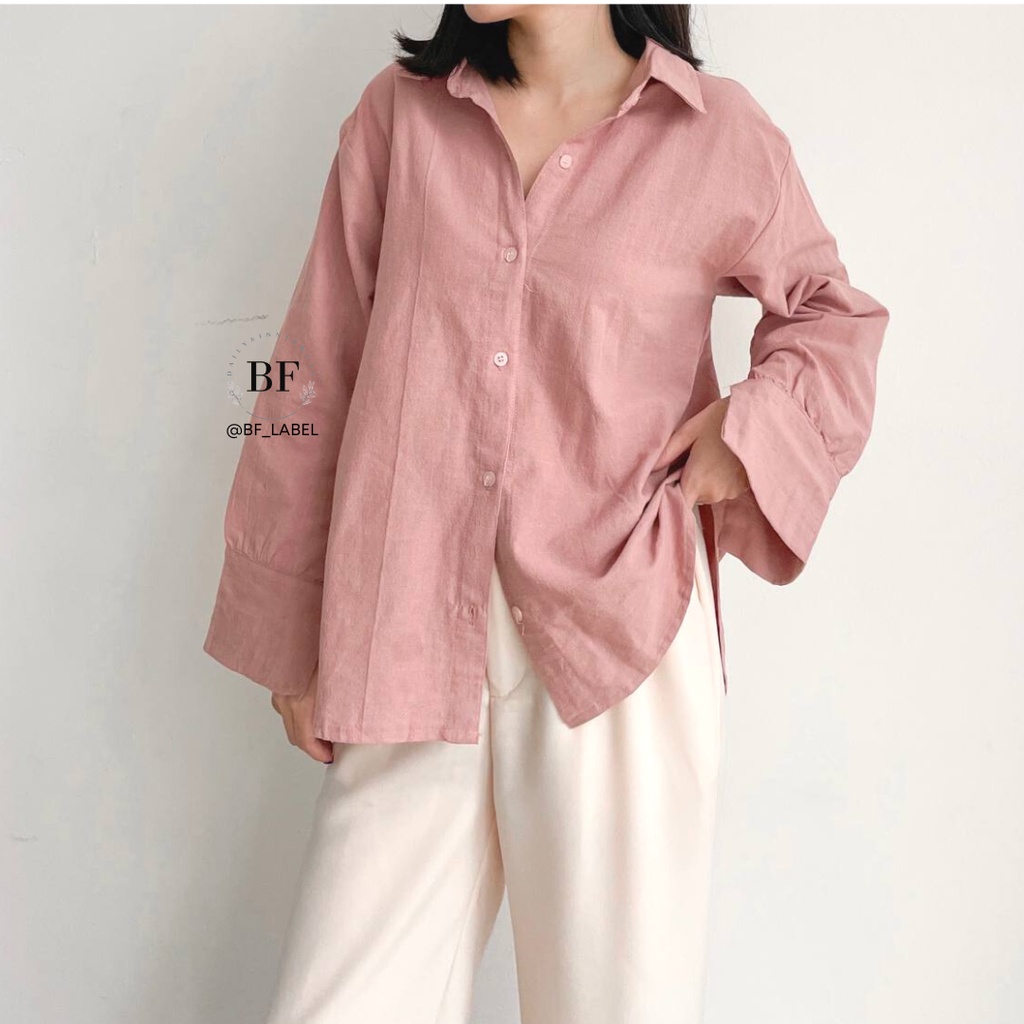 Liza Shirt 550 | Kemeja Linen Basic Shirt | Kemeja Wanita Kemeja Polos by bf_label