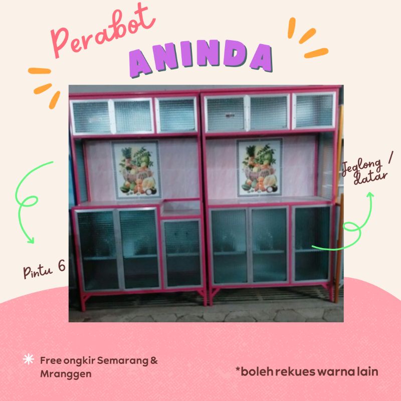 RAK PIRING ALUMUNIUM KACA PINTU 6 DATAR / JEGLONG (HANYA SEMARANG & SEKITAR)