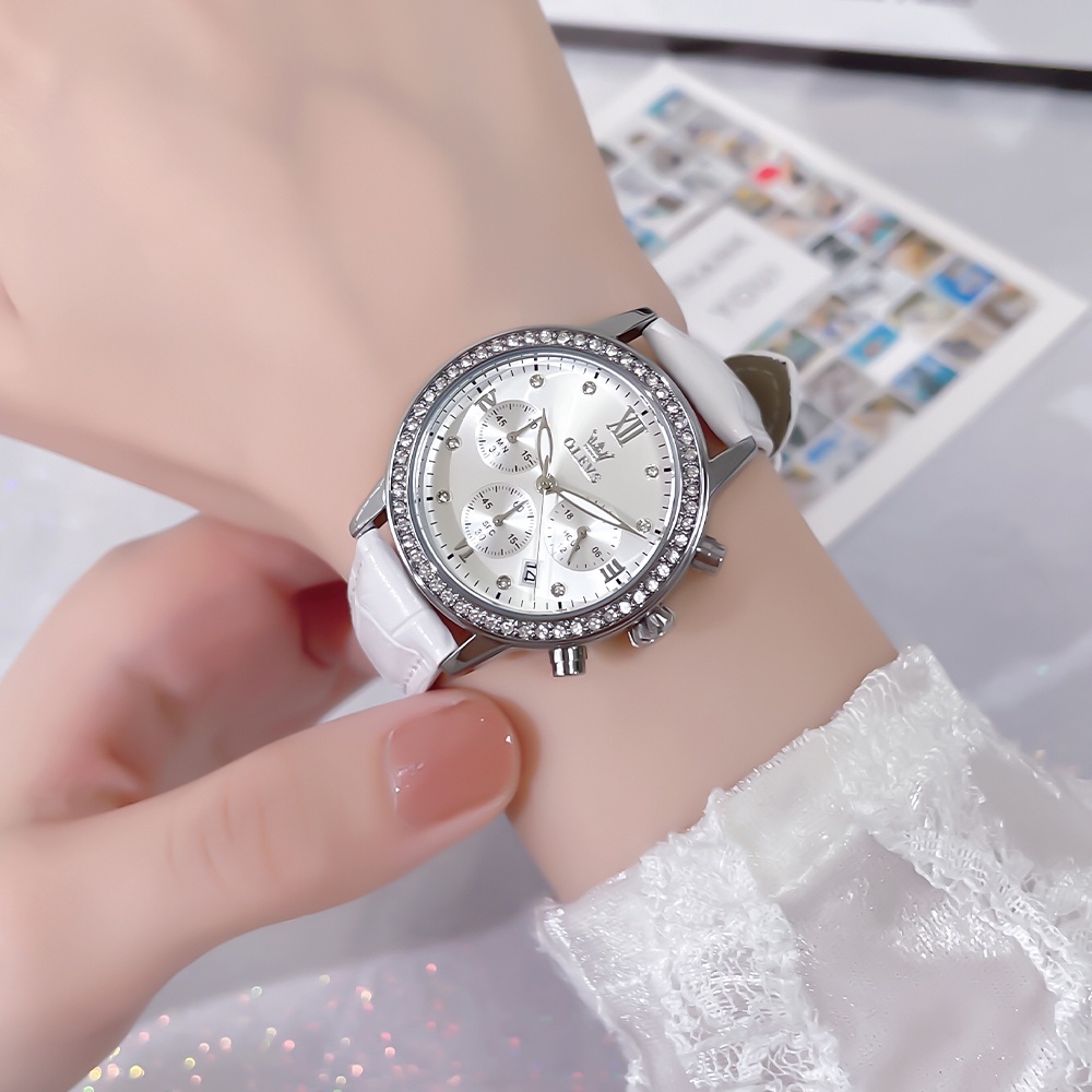 【Cod】OLEVS 9933 Jam Tangan Wanita Anti Air Original Kecil Tahan Tali Kulit Kuarsa Women Watch Analog Stock