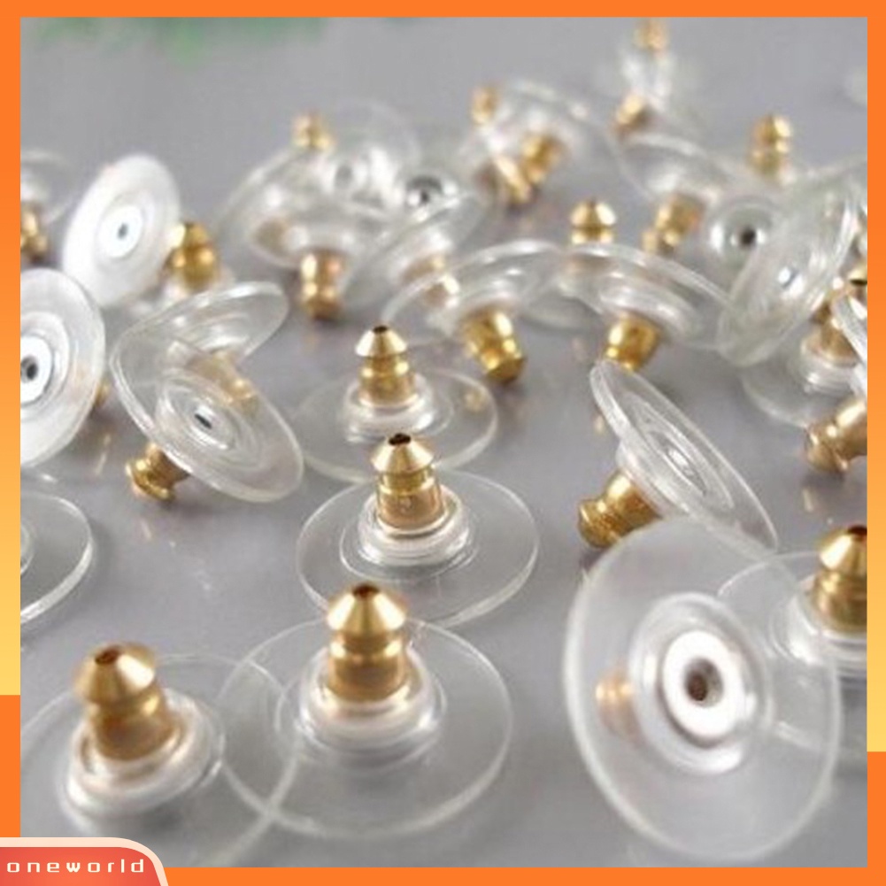 [WONE] 50pcs/set Ear Nuts Earring Findings Keepers Safety Back Stoppers Untuk Perhiasan DIY