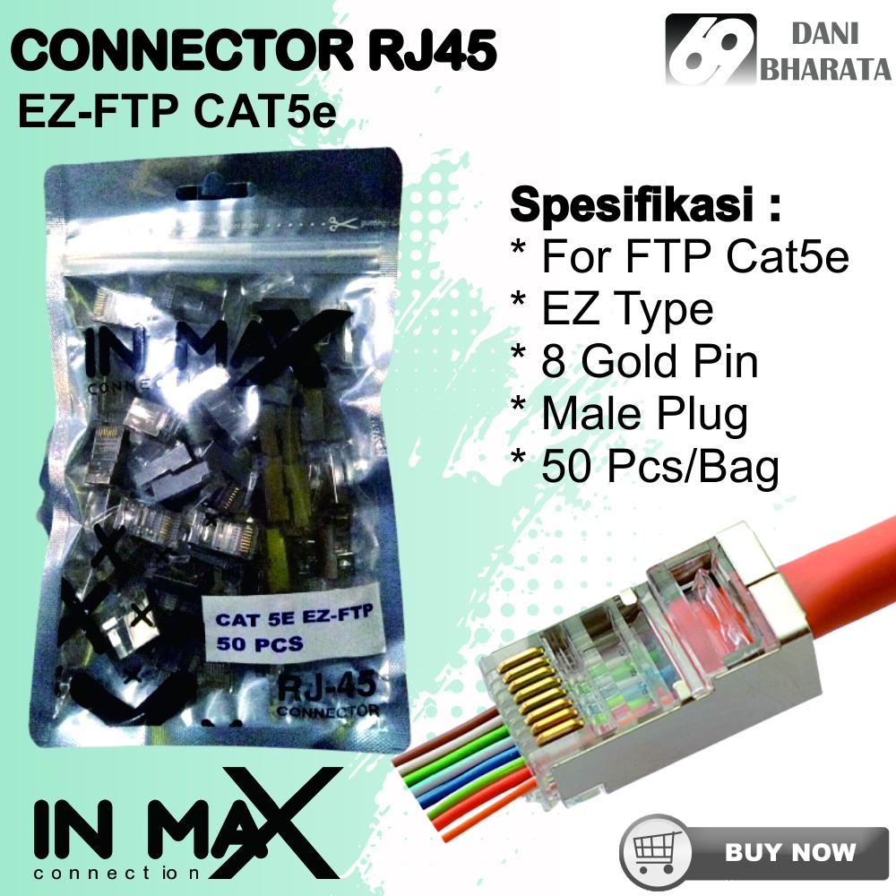 CONNECTOR konektor RJ45 𝐅𝐓𝐏 𝐂𝐀𝐓 𝟱𝓮 𝐄𝐙 Pelapis Bahan Besi 𝟱𝟬 𝗽𝗰𝘀 IN MAX [𝗛𝗶𝗴𝗵 𝗤𝘂𝗮𝗹𝗶𝘁𝘆]