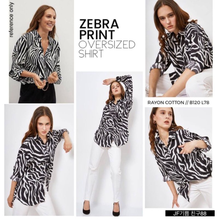 KEMEJA ZEBRA PRINT OVERSIZED SHIRT PREMIUM BASIC WANITA