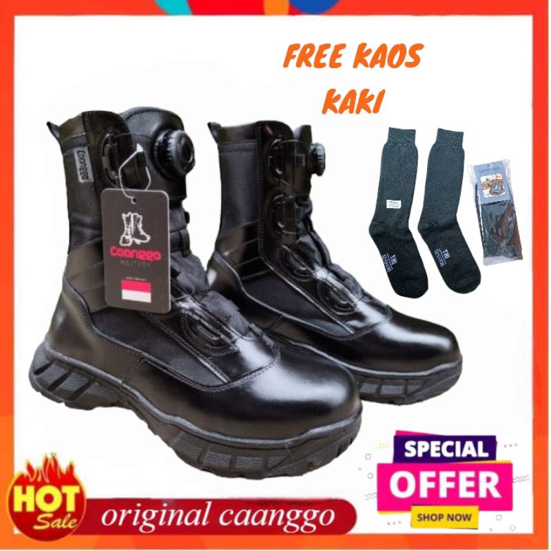 Sepatu PDL  full  kulit tali putar Qualiti Caanggo military brand original