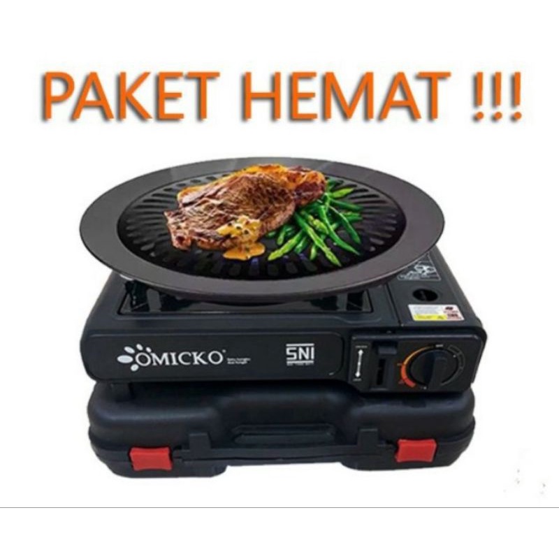 Bulgogi Pan 32CM , Alat Panggang  ,ULTRA GRILL  BBQ  + Kompor Portable  Progas , Niko OMICKO3