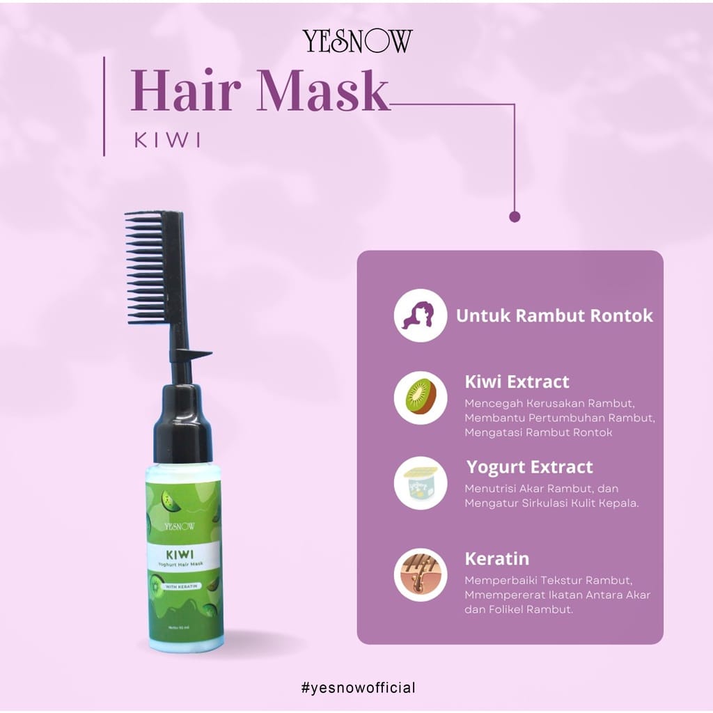 YESNOW Hair Mask | Botol Sisir | Masker Rambut | Perawatan Rambut 95ml