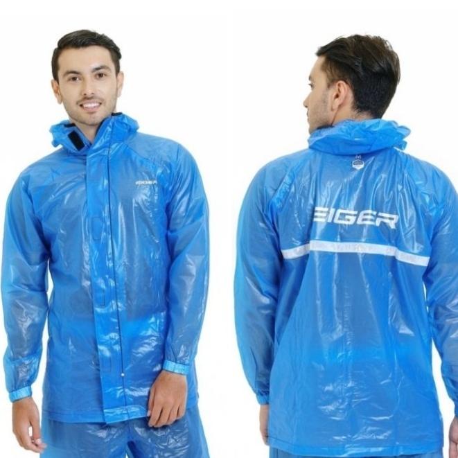 Jas Hujan Eiger Squadron Raincoat Motor Mantel Original Rain Suit Blue